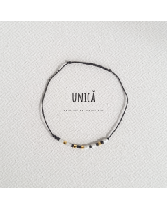 Bratara,cod Morse, cu mesajul Unica, Handmade