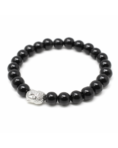 Bratara din Lemn Culoare Inchisa – Model Buddha – Margele din Lemn