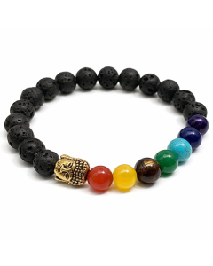 Bratara din Piatra de Lava cu Chakre si Buddha – Energie, Protectie si Echilibru