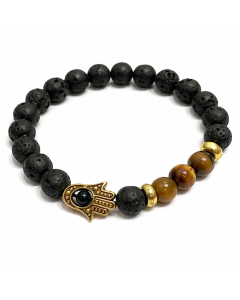 Bratara Piatra Lava – Hamsa si Ochi de Tigru Protectie si Incredere
