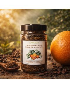 Scrub 100% Natural Revigorant cu Portocale si Cafea, Savonia, 300 gr