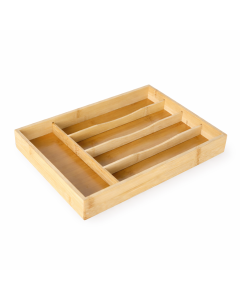 Organizator pentru tacamuri din bambus natural, 5 compartimente, 34 x 25 cm