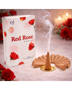 Conuri Parfumate Trandafir Rosu – Set 15 Conuri cu Suport