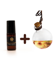 Ulei Esențial de Palo Santo 5 ml, origine Peru + Sticluță Bol Rotund cu Capac de Plută pentru Mașină, by LaLuLei