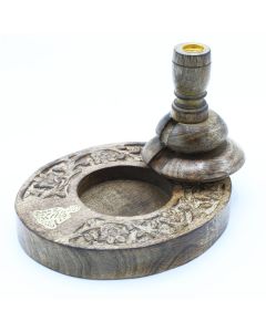 Suport pentru Conuri Parfumate „Fum Curgător” - Lemn de Mango - Model Buddha