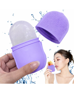 Ice Roller din Silicon pentru Masaj Facial – Reutilizabil, Culoare Mov