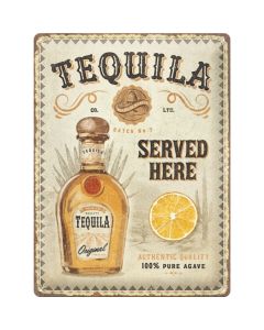 Placă Metalică Decorativă, "Tequila Served Here", 30 x 40 cm