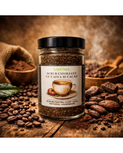 Scrub 100% Natural Exfoliant cu Cafea si Cacao, Savonia, 260 gr
