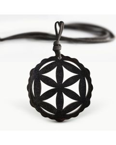 Amuleta din lemn - The Seeds of Life, Negru, Red Owl