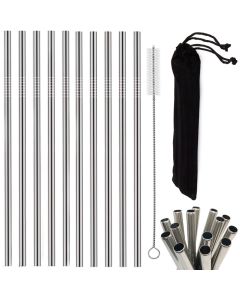 Set 10 Paie Metalice Reutilizabile, Perie Curatare si Husa