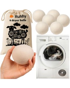 Set 6 Bile din Lână Naturală pentru Uscător de Rufe