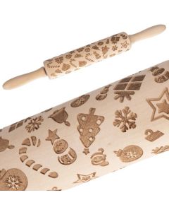 Sucitor de Lemn cu Model de Crăciun Gravat – 40 cm