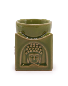 Suport Aromaterapie Lampa Patrata Buddha – Jad Deschis – Ceramica