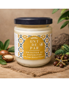 Unt de păr hrănitor și reparator 100% Natural cu argan, ricin și Vitamina E – Savonia, 160 g
