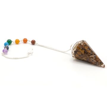 Pendul Orgonit Chakra cu Ochi de Tigru – protecție și putere interioară