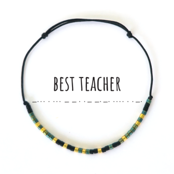 Bratara,cod Morse, cu mesajul Best Teacher, Handmade