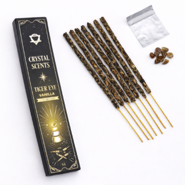 Betisoare Parfumate cu Cristal de Ochi de Tigru si Vanilie  Ritual pentru Putere si Claritate