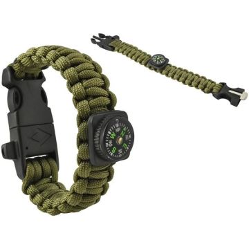 Bratara Tactica de Supravietuire, Textila, cu Busola, Survival, Verde