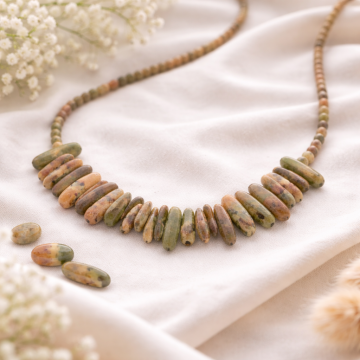 Colier Unakite – Echilibru, Calm si Conectare cu Natura