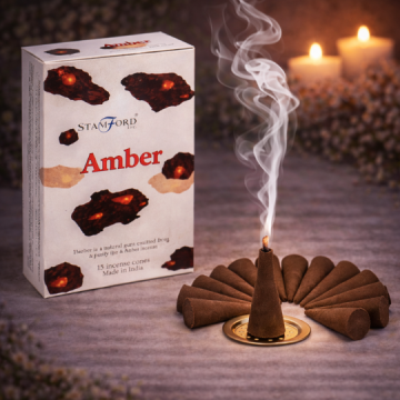 Conuri Parfumate – Ambră – Set 15 Conuri cu Suport