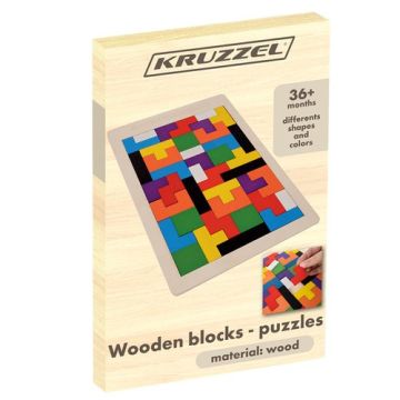 Joc Puzzle Logic din Lemn pentru Copii, 27 x 18 cm