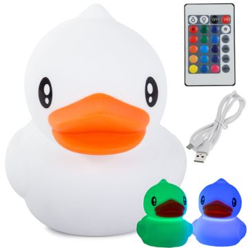 Lampa de Veghe pentru Copii, Telecomanda, lumina LED, incarcare USB, model Ratusca