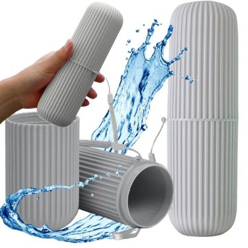 Organizator Calatorii pentru Periuta si Pasta de Dinti, culoare Gri, 19 x 5.5 cm