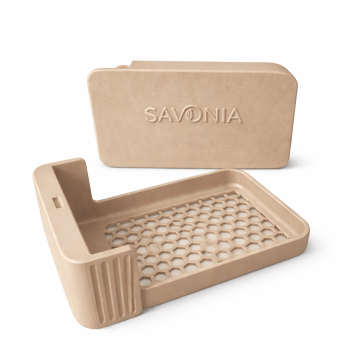 Sapuniera Savonia pentru Voiaj Realizata la Imprimanta 3D – Nomad, Bej Mat, 10.5 × 6.5 × 4 cm