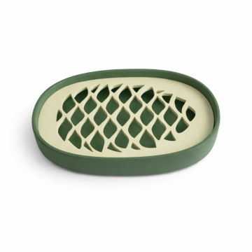 Sapuniera Savonia Valuri Realizata la Imprimanta 3D – Verde Mat, 12.5 × 8.5 × 2 cm