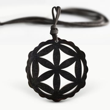 Amuleta din lemn - The Seeds of Life, Negru, Red Owl