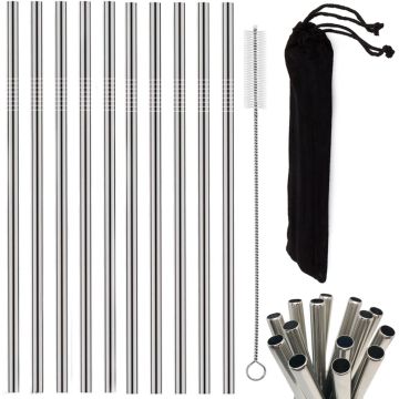 Set 10 Paie Metalice Reutilizabile, Perie Curatare si Husa