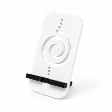 Suport de Telefon Savonia – Model Spirală, imprimat 3D, Alb, 15 × 8 × 7 cm